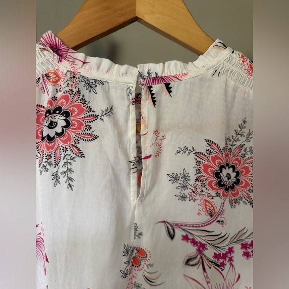 Ann Taylor Paisley Floral Smocked Ruffle Top - Picture 3 of 5